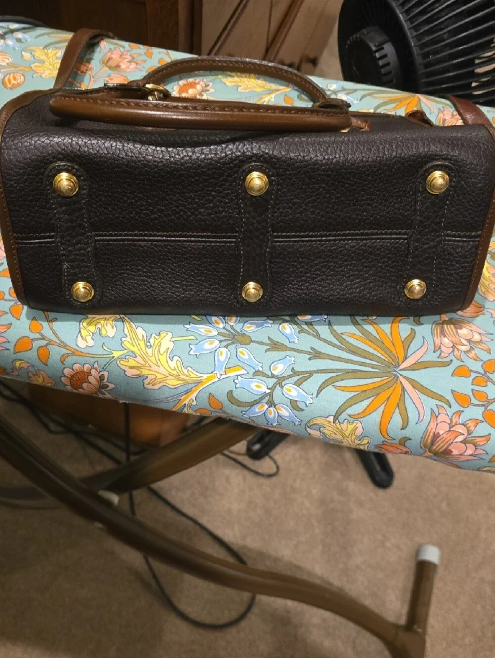 Dooney & Bourke Brown and Dark Brown Pebbled Leather Satchel